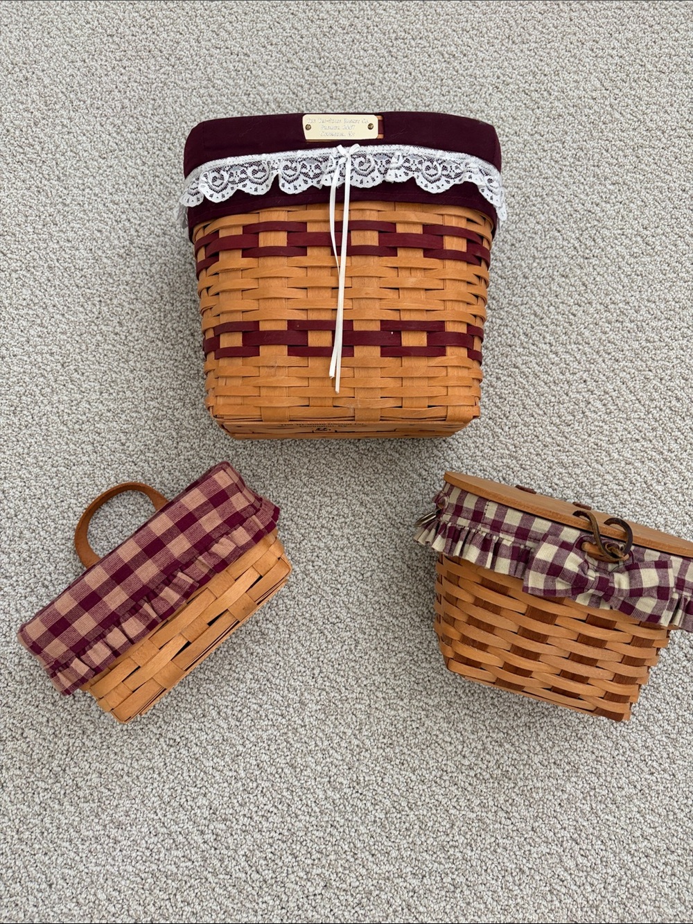 Woven Burgundy Hand Made Baskets